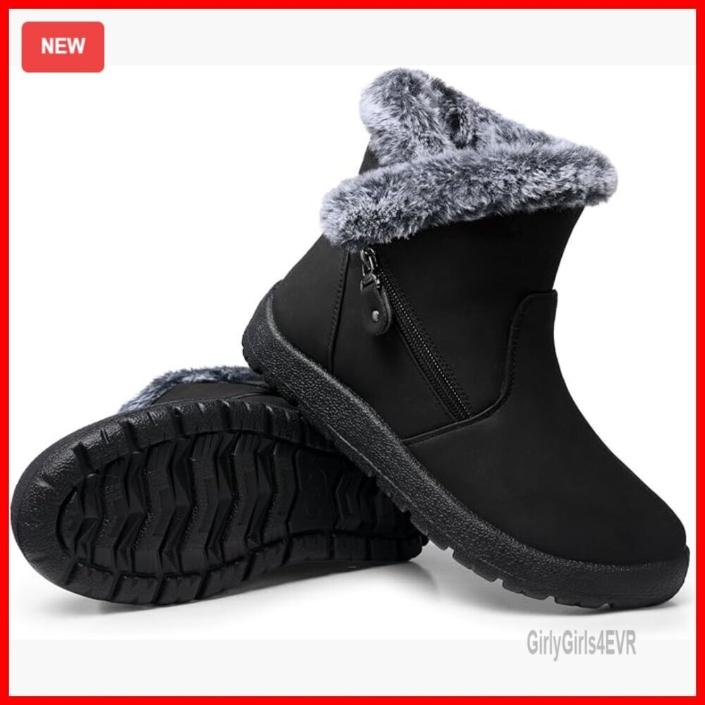 Women's Waterproof Snow Boots Ankle Fur Lined Winter Shoes Insulated